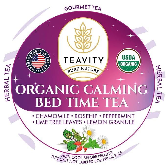 Organic Chamomile Sleep Tea Pods for Keurig - Naturally Decaf Tea - Calming Bed Time Tea by Teavity (24 Tea Pods)