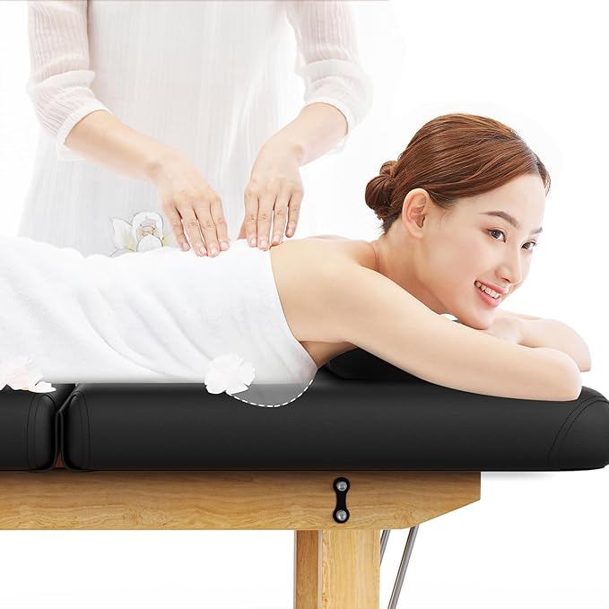 Wooden Professional Massage Table, Adjustable Backrest Heavy-Duty Stationary Massage Bed for Physical Therapy, Salon Facial Spa Bed, 4.4'' Thick PU Leather, 1000LBS, 31.5'' W × 75'' L