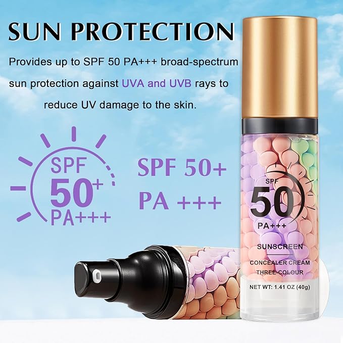 Color Correcting Facial Serum SPF 50 PA+++ Sunscreen Isolation Cream One Step Color Corrector Moisturizing Brightening Makeup Primer for Face Before Makeup Radiance Skin