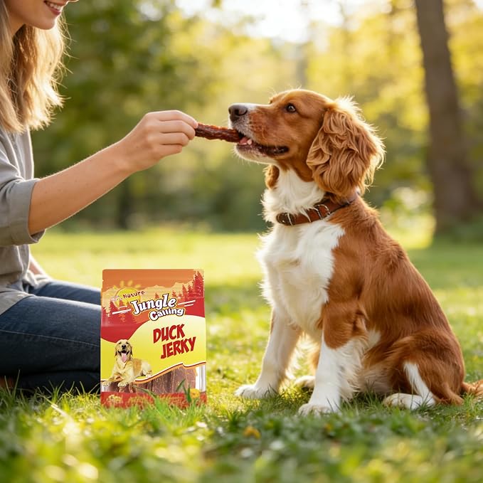 Jungle Calling Slow Roasted Duck Jerky Chewy Treats for Medium & Large Dogs | 10.6 oz High Protein, Limited Ingredient Natural Dog Treats Perfect for Daily Bonding, Skin & Coat Health, Easily Digestible