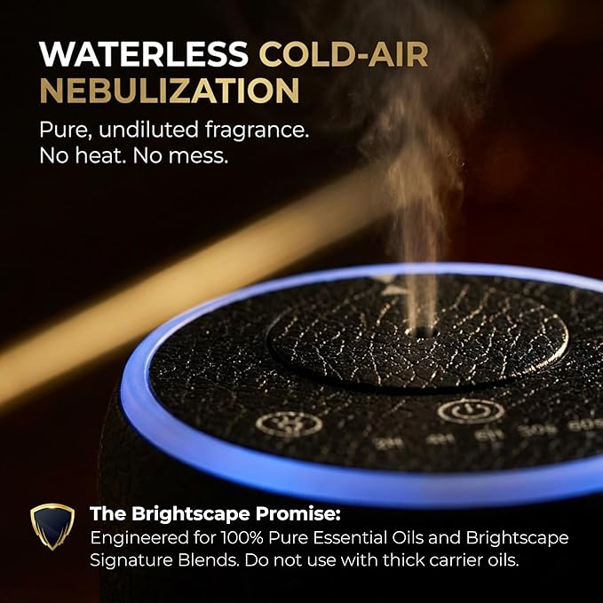 Aurora Waterless Essential Oil Diffuser | Aromatherapy Nebulizer | No Water No Heat | Desk & Car | RGB Light | Obsidian