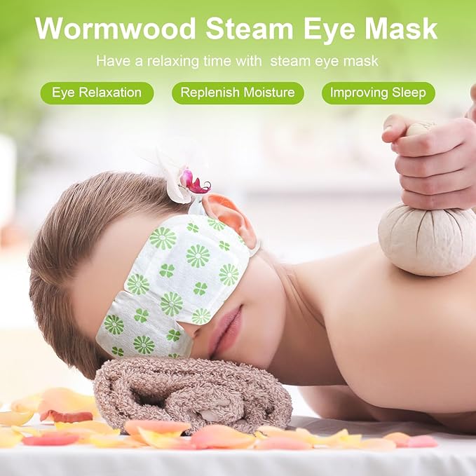 10PCS Steam Eye Masks - Mugwort Heated Eye Mask Self Heating for Eyes, Disposable Warming Eye Mask for Sleep, Wormwood Scent Eye Steam Mask for Spa/Travel, Stress Relif & Relaxation Gifts for Women