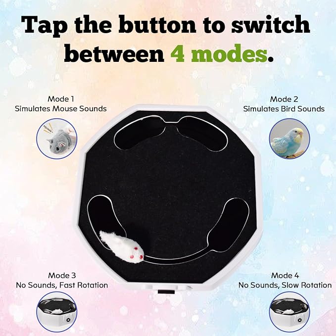 Automatic Cat Toy, Rechargeable Interactive Cat Toy with 4 Modes & Sounds
