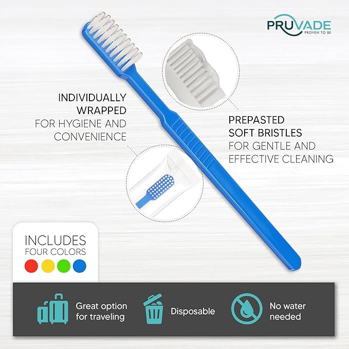 Pruvade 300 Pack Disposable Toothbrushes with Toothpaste, Built in | Prepasted Toothbrushes Individually Wrapped | Single Use Waterless Tooth Brush Soft Bristles for School, Hotel, Camping, Travel