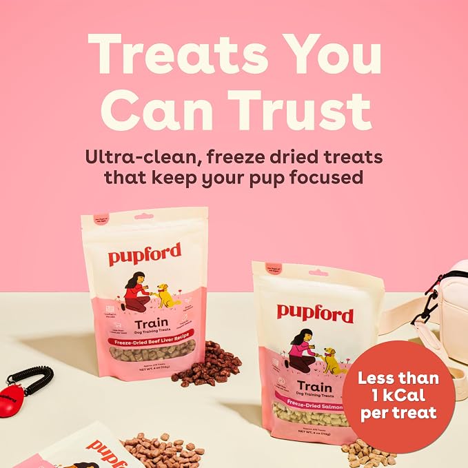 Pupford Freeze Dried Dog & Puppy Training Treats (Beef Liver, 4 oz, 3 Pack) | 1400+ treats, Ultra low-calorie, Only 3 ingredients, All breed sizes, Mess free and bite sized, Trainer recommended