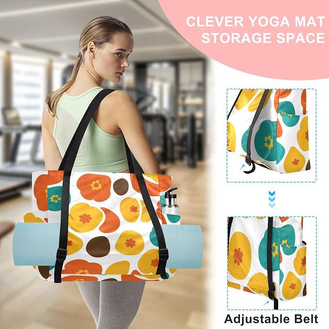 MCHIVER Yoga Bag for Women Men Large Yoga Mat Bag with Adjustable Strap Workout Bags Totes for Pilates Yoga Travel