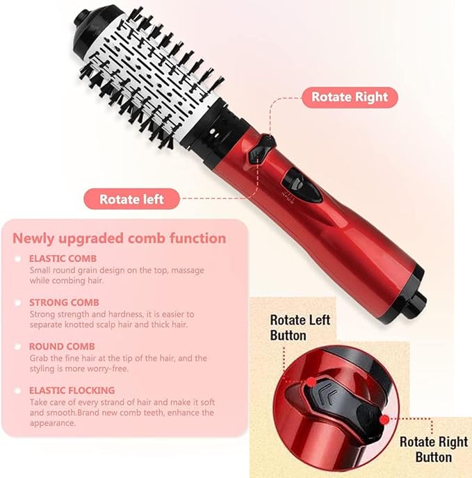 3-in-1 Hot Air Styler & Rotating Hair Dryer Brush with 2 Interchangeable Brushes | Anti-Frizz Ionic Technology for Straightening, Drying & Curling | 3 Heat Settings & 360° Rotation (Silver)