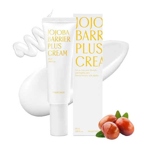 PINKWONDER Jojoba Barrier Plus Cream 1.69oz(50ml), 24HR Long Lasting Moisturizier Face Cream, Jojoba Oil and Hyaluronic Acid for Dry Skin, Korean Skin Care