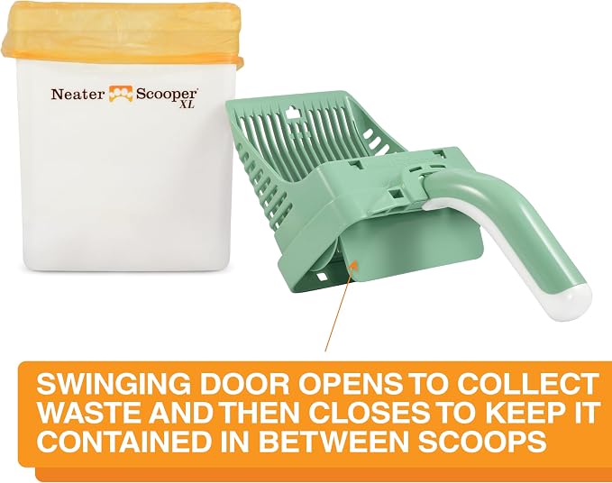Neater Pet Brands Neater Scooper XL Cat Litter Scoop, 60 Refill Bags – Extra-Large Capacity Mess-Free Cat Litter Scooper with Bag for Large & Multiple Cats, Spill-Proof Litter Box Scooper with Holder