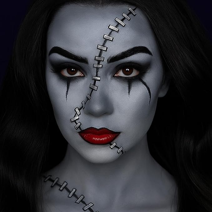 Black White Light Grey Face Body Paint 1.01 oz/pc with 3 Sponges,Gray Face Paint Kit for Clown Joker Devil Vampire Skeleton Cosplay zombie Makeup,Halloween SFX Makeup Cream Body Paint,3.03 oz