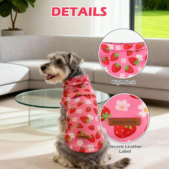 Cat Sweater Warm Fleece Pet Clothes for Cats Only | Soft Cat Vest Puppy Hoodie Coat, Fall Cold Winter Sweatshirt Pullover Clothing also for Small Dogs, Strawberry L
