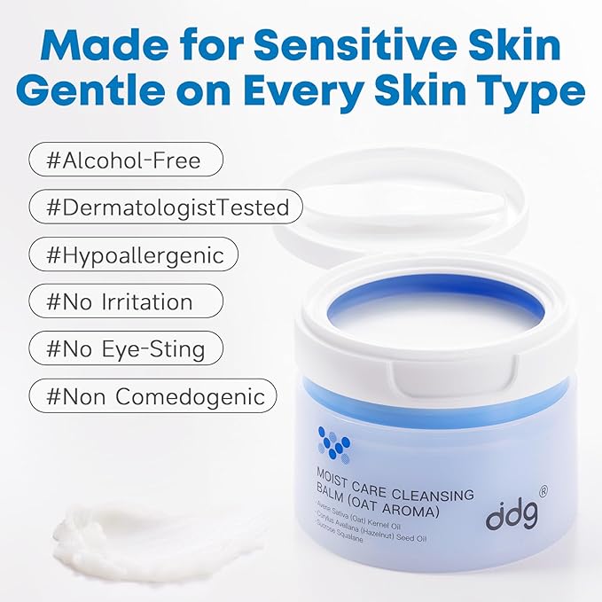 ddg Cleansing Balm – Makeup Remover Balm for Sensitive Skin,Eye Makeup Remover,Facial Cleanser for Waterproof Removal,Vegan Plant Oils,Nourishing & Hydrating,3.38 fl oz / 100 ml