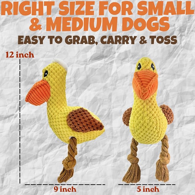 Squeaky Pelican Dog Toys, Plush Interactive Stuffed Toy for Dogs