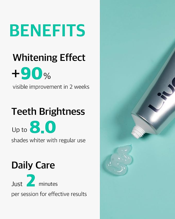 LiveOrals Whitening Toothpaste 80g x 3 – Fluoride-Free, Nano Hydroxyapatite & Hydrogen Peroxide, Sensitive Teeth, Enamel Strengthening, Natural Mint Gel