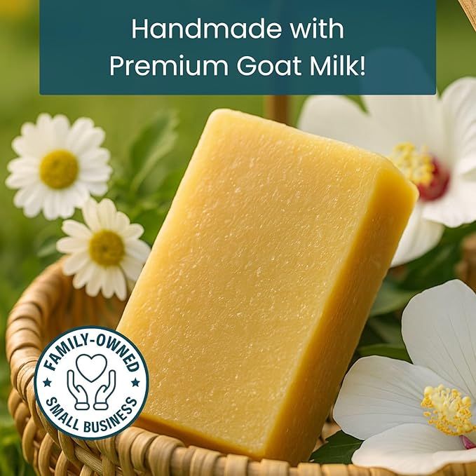 Honey Oatmeal Soap Bar - Goat Milk Soap for Men, Women & Kids - Natural, Handmade w/Real Milk - Dry, Sensitive Skin, Hands/Body - Premium, Gentle, No Dyes - (1, Large, 5oz)