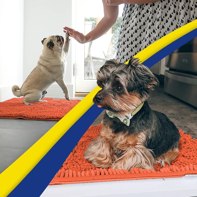 Muddy Mat® | Super Water Absorbent Door Mat Indoor, Microfiber Quick Dry Chenille Entryway Rug, Slip Resistant Front Door Mat, Indoor Mats for Entryway, Machine Washable Pet Rug, Coral 6ft x 9ft