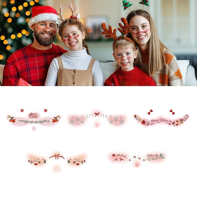 Christmas Blush & Freckle Stickers-5 Sheets Glitter Christmas Face Patches for Women Girls, Cute Makeup Freckles for Party & Festive