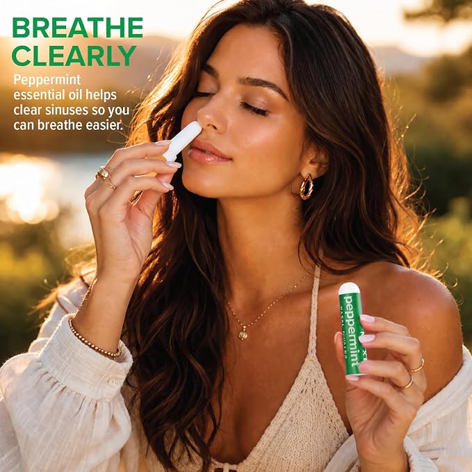 MOXE Peppermint Essential Oil Nasal Inhaler, Therapeutic No-Mess Aromatherapy, Cooling, Refreshing, Invigorating, Uplifts Mood and Positivity, Pure and Undiluted, Made in USA (3 Pack)
