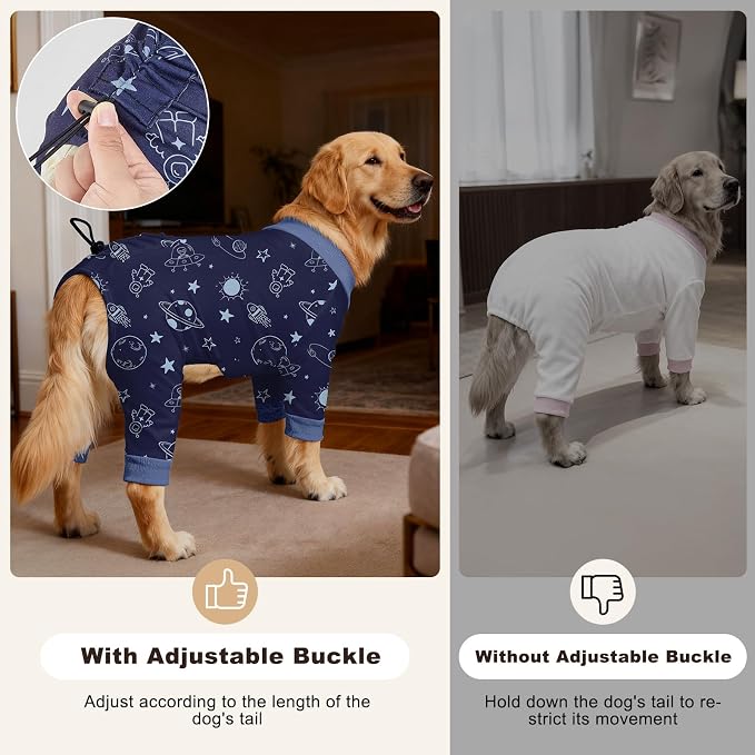 Bienbee Dog Pajamas, 4 Pack Dog Recovery Suit Shedding Suit Cute Soft Puppy Clothes Dogs Pjs Onesies Jammies Adjustable Breathable & Stretchy Clothes for Small Medium Large Dogs Girl Boy Puppy-2XL | Dog Shedding Suit with Soft Fabric, Breathable & Stre...