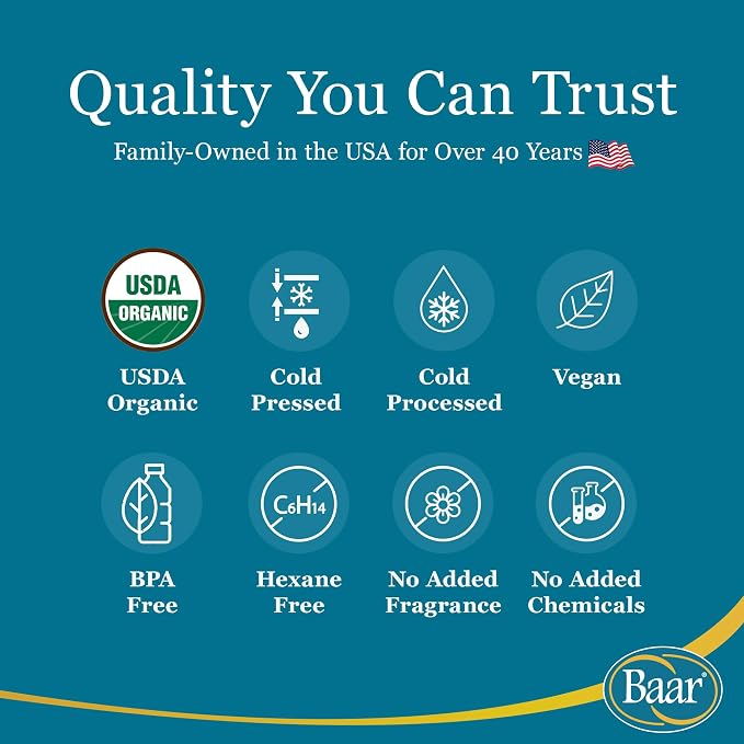 Baar Palma Christos Organic Castor Oil Products, Cold-Pressed, Hexane-Free, USDA Certified, for Skin, Hair, Massage & Castor Oil Packs, 32 oz