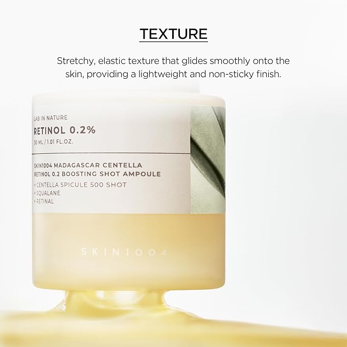 SKIN1004 Retinol 0.2% Boosting Shot Ampoule, Face Serum for Skin Elasticity, Facial Spicule Serum with Retinol & Retinal, Centella Ampoule for Fine Lines & Wrinkles, Korean Skin Care, 1.01fl.oz / 30ml