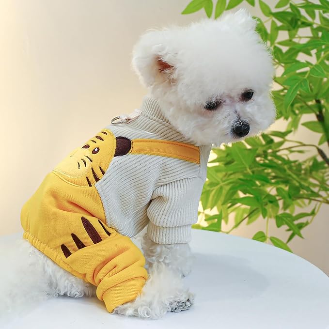 Dog Stylish Overalls Comfortable Puppy One Piece Outfits Summer Bib Overalls for Small Dogs Cute Pet Jumpsuit Onesie Chihuahua Yorkies Birthday Holiday Clothes Costume