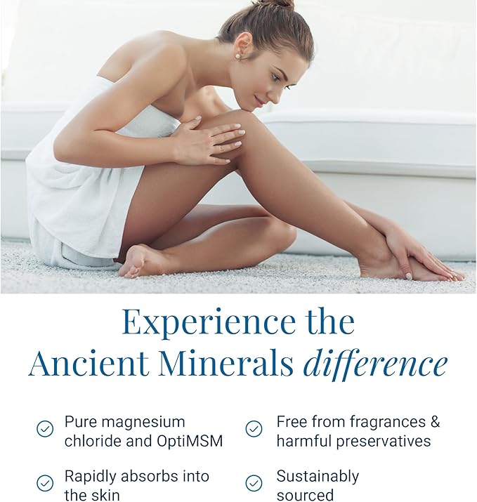 Ancient Minerals Ultra Magnesium Oil Spray with MSM - a Pure Zechstein Topical Magnesium Chloride with The Added Benefits of OptiMSM (4oz)