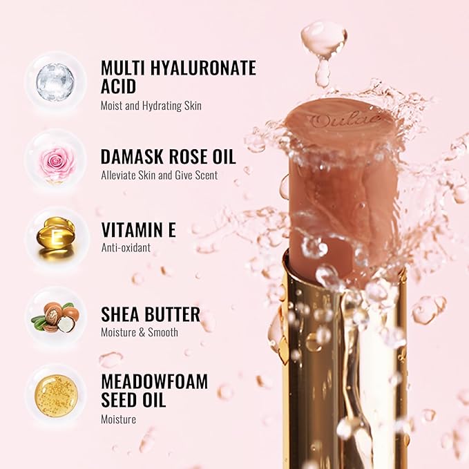 Oulac Pink Lipsticks for Women, Coral Nude Matte Lipstick, Full Coverage Lip Color, Satin Matte Finish, Cream Texture, Hydrating, Infused with Hyaluronic Acid, Vegan & Clean Beauty 4g SG06 Babe
