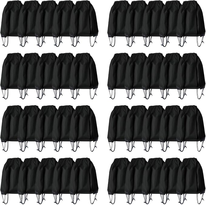 Drawstring Backpack Bulk 40Pcs Draw String Backpack Bags DIY Gym Sports Traveling Yoga Cinch Bag Sackpack Drawstring (black)