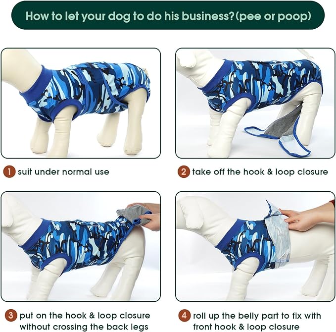 Kuoser Recovery Suit for Dogs Cats, Soft Dog Surgery Suit Female Male Spay | Professional Dog Onesie for Surgery, Substitute E-Collar & Cone, Prevent Licking Dog surgical suit Pet Neuter Suit