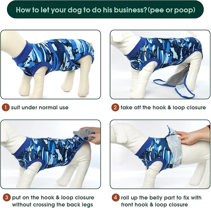 Kuoser Recovery Suit for Dogs Cats, Soft Dog Surgery Suit Female Male Spay | Professional Dog Onesie for Surgery, Substitute E-Collar & Cone, Prevent Licking Dog surgical suit Pet Neuter Suit