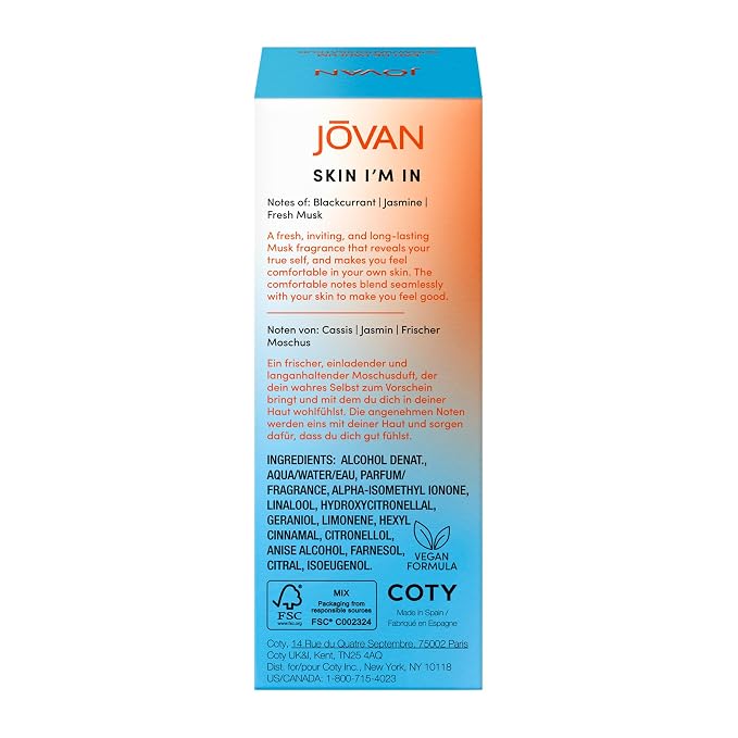Jovan Skin I'm In Eau de Parfum 1.7 fl oz (Pack of 1), Notes of Black Currant, Jasmine, and Musk, Unisex Fragrance, Long Lasting, Everyday Fragrance, Travel Size