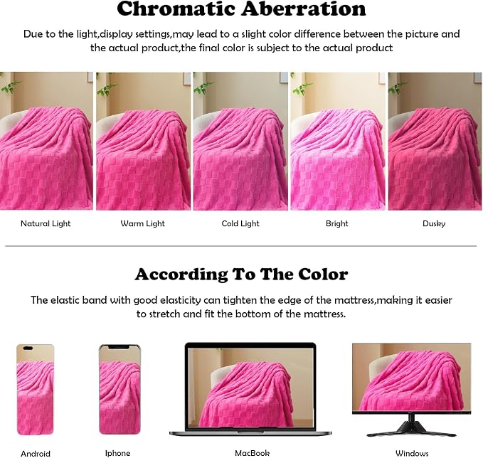 NEWCOSPLAY 3D Checkered Flannel Twin Blanket, Hot Pink Checkered, 60"x80" | Super Soft Cute Lightweight Decorative Premium Silky Fleece Blanket for Couch Sofa Bed, Gift for Women Men, All Season Use