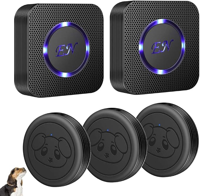 Dog Door Bell Wireless Doggie Doorbells for Potty Training with Waterproof Touch Button Dog Bells Included 2 Receiver and 3 Transmitters