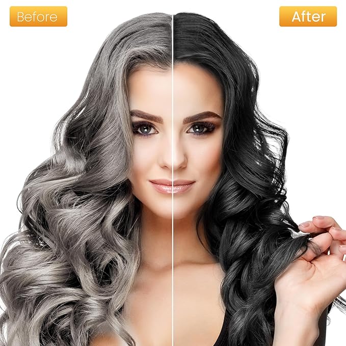 KAISASA Black Hair Dye Shampoo 3 in 1, Hair Color Shampoo for Women and Men, Hair Dye to Cover Gray Hair, Herbal Ingredient Shampoos for Grey Hair Coverage 500ml (Black)