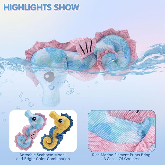 BINGPET Floating Dog Toys, 2 Pack Squeaky Water Toys for Pool, Seahorse