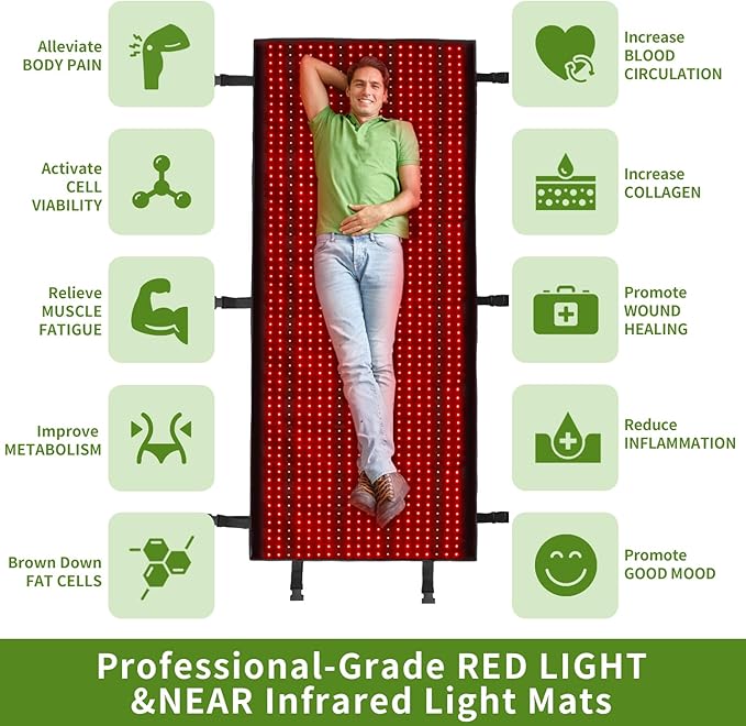 Red Light Therapy mat for Full Body, 660nm 850nm Infrared Light Therapy Mat with Timer,Full Body Red Light Therapy Device for Shoulder Waist Pain Relief 63''x27''