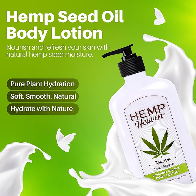 Hemp Heaven Hemp Lotion - Natural Hemp Seed Oil, Paraben-Free, 18 oz, Made in USA, Nourishing for Men & Women, EWG Verified, Anti-Aging (Lavender)