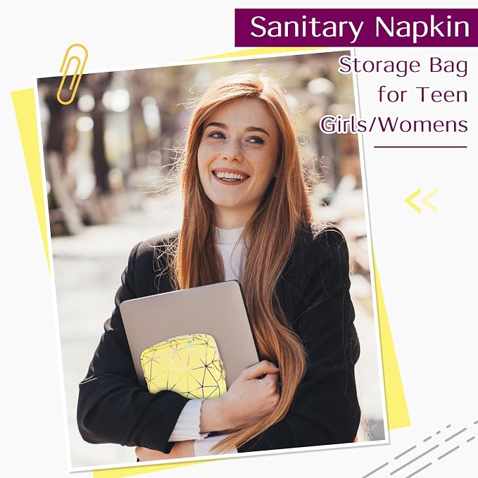 Likesing Period Bag for Tampon, Leather Sanitary Napkin Storage Bag for Girls Womens, Portable Sanitary Napkin Period Pad Pouch for Purse, Small Make Up Bags(Purple)