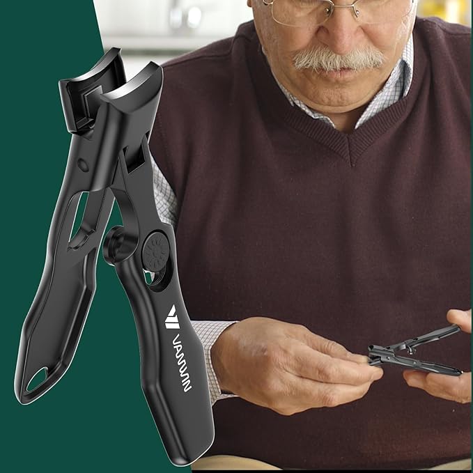 German Nail Clippers for Men Thick Nails, VANWIN Toenail Clippers for Seniors Large Wide Jaw Opening, Heavy Duty No Splash Fingernail Clipper with Safety Lock Nail Clippers with Catcher for Women