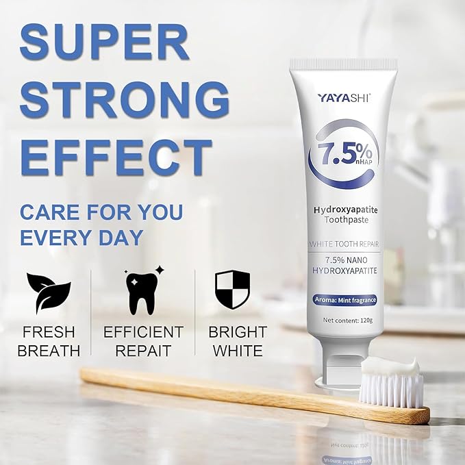 Set 3-Pack Hydroxyapatite Toothpastes for Enamel Protection and Tooth Strengthening, Gentle Mint, Fresh Breath, Daily Use for Oral Health
