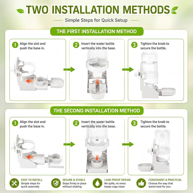 Rypet No-Mess Bird Feeder and Water Dispenser Set for Small Birds | Automatic Bird Feeder, Transparent Acrylic Food Container, Helps Reduce Seed Scatter, for Parakeet Cockatiel Parrot Canary