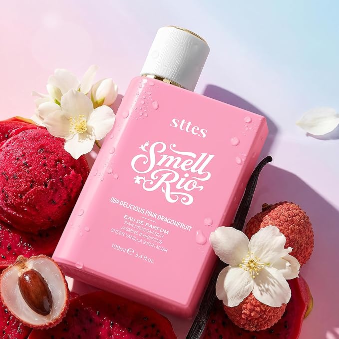 Sttes Smell Rio 08# (Delicious Pink Dragonfruit) Eau de Parfum for Women, Fruity Floral Perfume with Pink Dragonfruit, Lychee, Jasmine, Hibiscus, Vanilla & Sun Musk, 100ml/3.4 Fl Oz