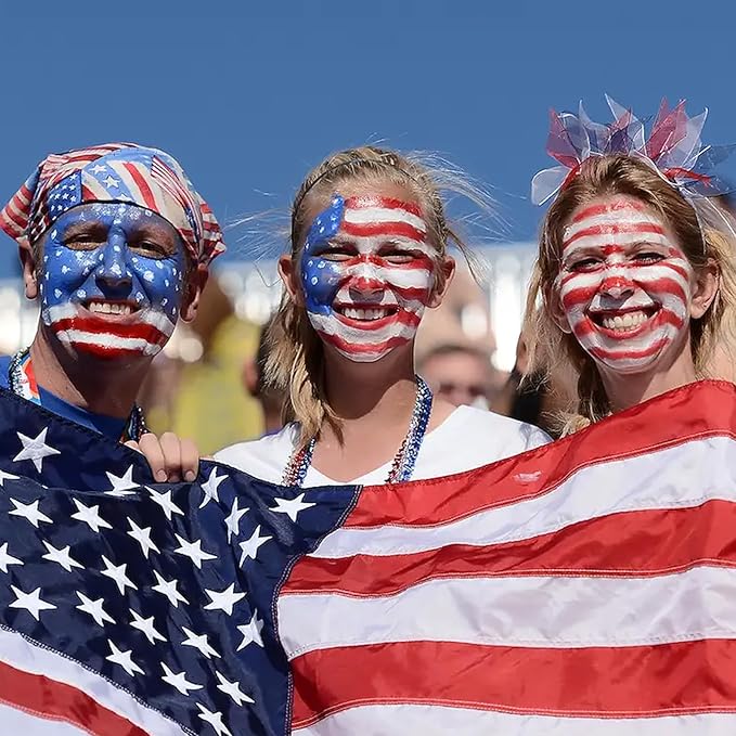 Red White Blue Face Body Paint - USA American Flag 3 Colors Makeup Face Painting Palette for America's Patriotic Events 4th of July, Independence Day, Veterans Day, Halloween, Sports Event