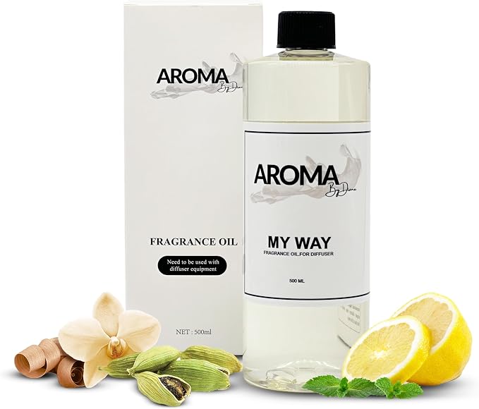 My Way Fragrance Oil Blend - Aromatherapy Scent Diffuser Oil - Luxury Hotel Inspired Essential Oil Diffuser - Lush Leather, Sandalwood, and Warm Amber Scented Oil - 500mL