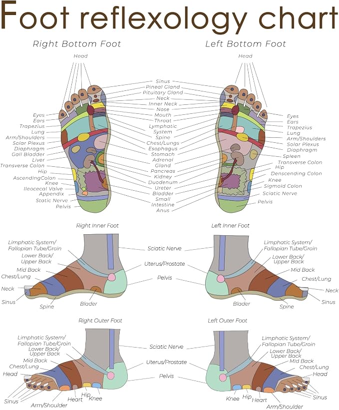 Reflexology Socks Set with Tools, 2 Pairs Foot Massage Socks Chiro Acupressure Acupuncture Trigger Point Pain Relief Remedy Acupoint Birthday Gifts for Women B