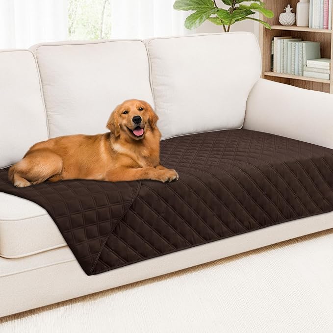 Smiry Waterproof Reversible Pet Couch Covers for Dogs | Pet Friendly, Soft Fabric, Washable Sofa Furniture Protector for Dogs Cat Kids, Checkered (40"x80", Chocolate/Chocolate)