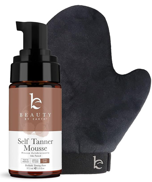 Self Tanner Tanning Mousse Kit - USA Made with Natural & Organic Ingredients, Self Tanner Mousse and Mitt, Tan Kit, Fake Tan Tanning Foam, Ultra Dark, Sunless Tanners Best Sellers