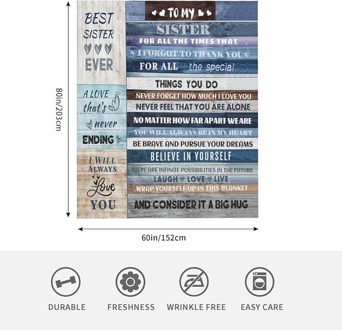 Anniversary & Birthday Gifts: Soft Throw Blanket for Sister (60x80)