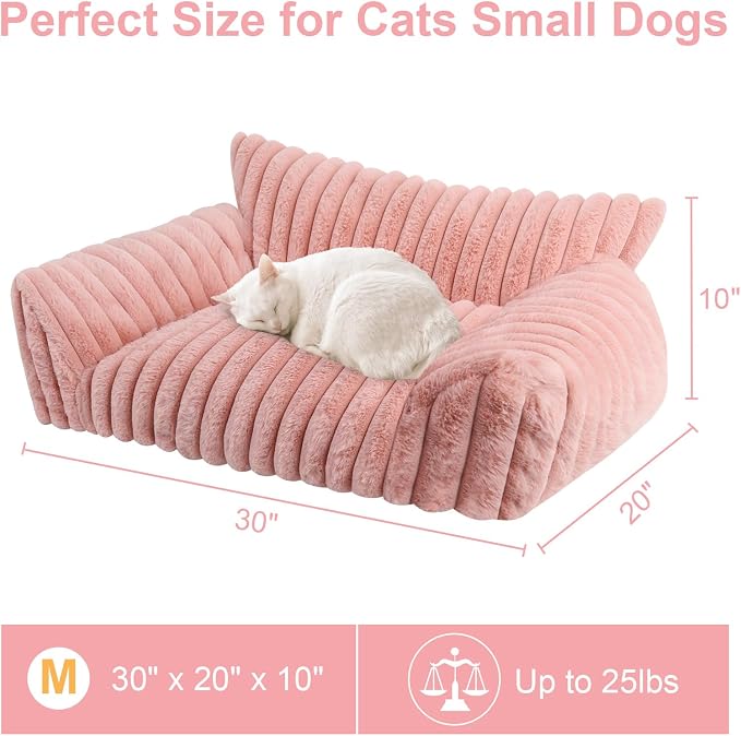 Dog Beds for Small Dogs,Cat Dog Couch Bed for Indoor Cats, Dog Sofa,M,Pink | Dog Couch Bed with Removable Washable Cover,Cute Fluffy Pet Sofa Cat Couch Bed,Washable Dog Bed Medium Large Size Dog